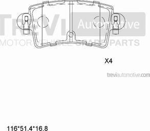 Trevi Automotive PF1626 - Kit de plaquettes de frein, frein à disque cwaw.fr