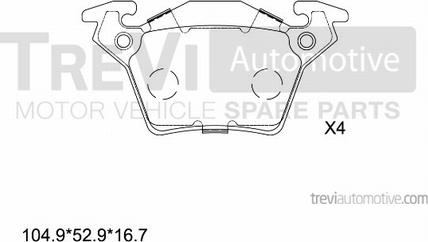 Trevi Automotive PF1620 - Kit de plaquettes de frein, frein à disque cwaw.fr