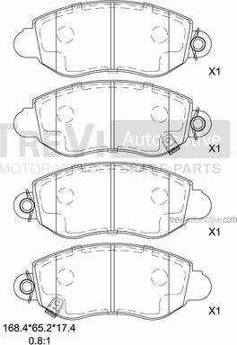 Trevi Automotive PF1622 - Kit de plaquettes de frein, frein à disque cwaw.fr