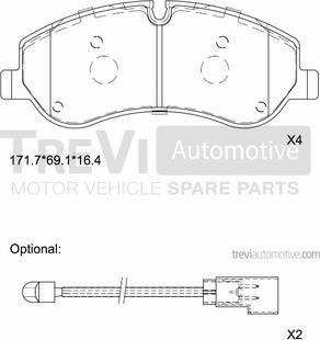 Trevi Automotive PF1672 - Kit de plaquettes de frein, frein à disque cwaw.fr