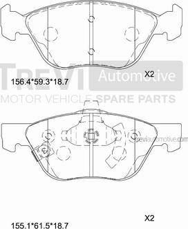 Trevi Automotive PF1054 - Kit de plaquettes de frein, frein à disque cwaw.fr