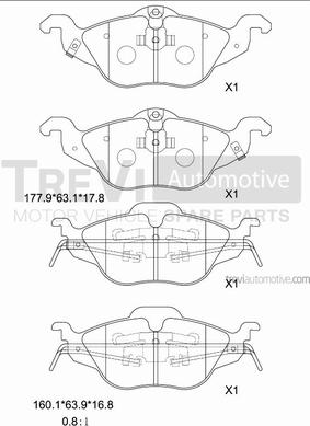 Trevi Automotive PF1051 - Kit de plaquettes de frein, frein à disque cwaw.fr