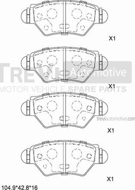 Trevi Automotive PF1052 - Kit de plaquettes de frein, frein à disque cwaw.fr