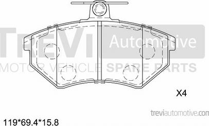 Trevi Automotive PF1060 - Kit de plaquettes de frein, frein à disque cwaw.fr