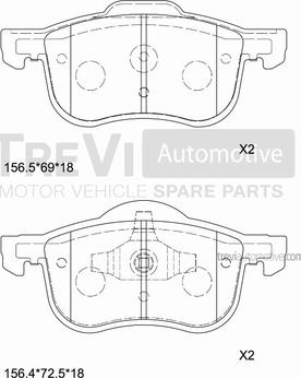 Trevi Automotive PF1078 - Kit de plaquettes de frein, frein à disque cwaw.fr