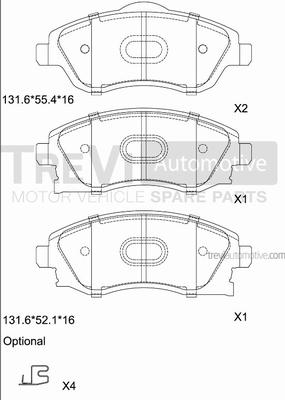 Trevi Automotive PF1100 - Kit de plaquettes de frein, frein à disque cwaw.fr