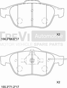 Trevi Automotive PF1107 - Kit de plaquettes de frein, frein à disque cwaw.fr