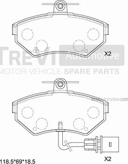 Trevi Automotive PF1110 - Kit de plaquettes de frein, frein à disque cwaw.fr