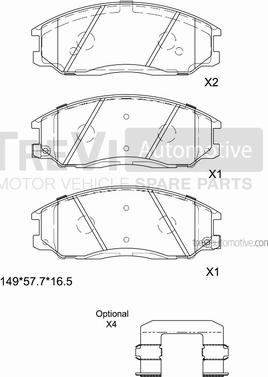 Trevi Automotive PF1188 - Kit de plaquettes de frein, frein à disque cwaw.fr