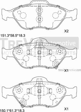 Trevi Automotive PF1300 - Kit de plaquettes de frein, frein à disque cwaw.fr