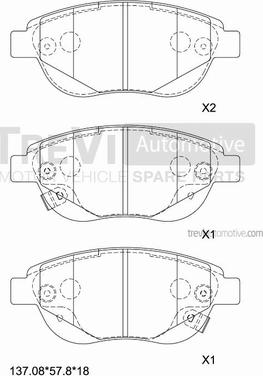 Trevi Automotive PF1312 - Kit de plaquettes de frein, frein à disque cwaw.fr