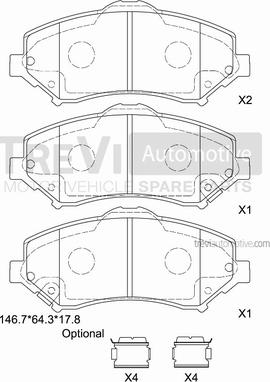 Trevi Automotive PF1384 - Kit de plaquettes de frein, frein à disque cwaw.fr