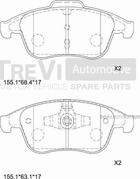 Trevi Automotive PF1382 - Kit de plaquettes de frein, frein à disque cwaw.fr