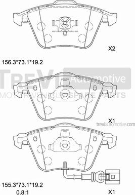 Trevi Automotive PF1254 - Kit de plaquettes de frein, frein à disque cwaw.fr