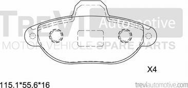 Trevi Automotive PF1200 - Kit de plaquettes de frein, frein à disque cwaw.fr