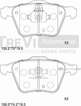 Trevi Automotive PF1201 - Kit de plaquettes de frein, frein à disque cwaw.fr