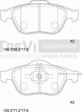 Trevi Automotive PF1288 - Kit de plaquettes de frein, frein à disque cwaw.fr