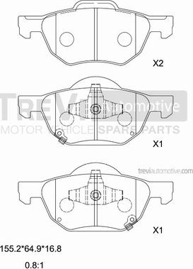 Trevi Automotive PF1231 - Kit de plaquettes de frein, frein à disque cwaw.fr