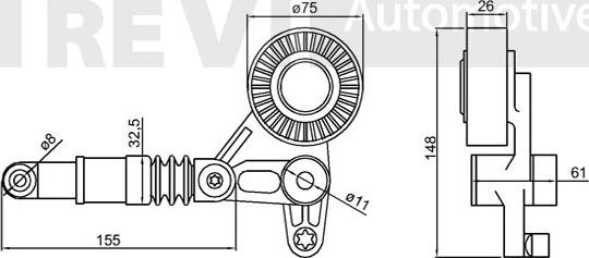 Trevi Automotive TA2110 - Tendeur de courroie, courroie trapézoïdale à nervures cwaw.fr