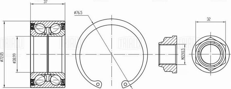 Trialli CS 1077 - Kit de roulements de roue cwaw.fr