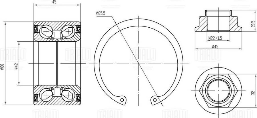 Trialli CS 1824 - Kit de roulements de roue cwaw.fr