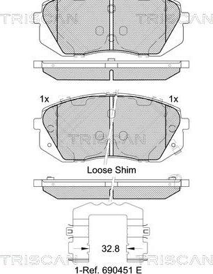 Triscan 8110 43054 - Kit de plaquettes de frein, frein à disque cwaw.fr