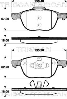 Triscan 8110 50023 - Kit de plaquettes de frein, frein à disque cwaw.fr