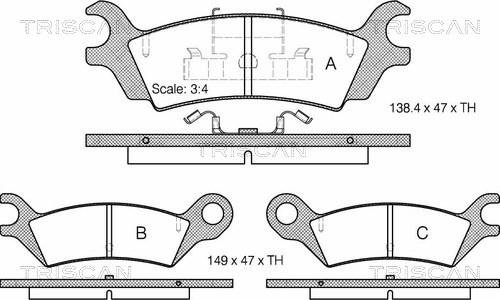 Triscan 8110 50113 - Kit de plaquettes de frein, frein à disque cwaw.fr