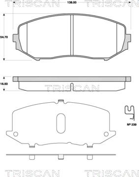 Triscan 8110 69018 - Kit de plaquettes de frein, frein à disque cwaw.fr