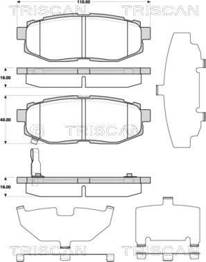 Triscan 8110 68183 - Kit de plaquettes de frein, frein à disque cwaw.fr