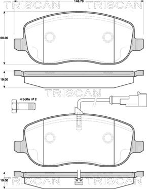 Triscan 8110 15045 - Kit de plaquettes de frein, frein à disque cwaw.fr