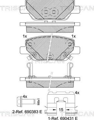 Triscan 8110 15075 - Kit de plaquettes de frein, frein à disque cwaw.fr