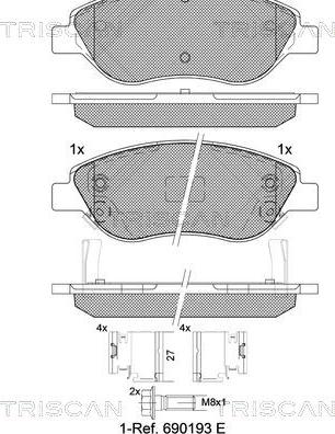 Triscan 8110 15073 - Kit de plaquettes de frein, frein à disque cwaw.fr