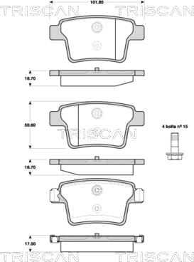 Triscan 8110 16016 - Kit de plaquettes de frein, frein à disque cwaw.fr