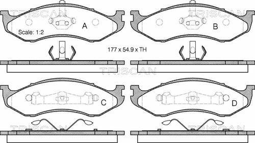 Triscan 8110 80525 - Kit de plaquettes de frein, frein à disque cwaw.fr