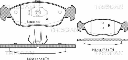 Triscan 8110 28007 - Kit de plaquettes de frein, frein à disque cwaw.fr