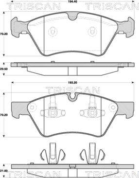 Triscan 8110 23051 - Kit de plaquettes de frein, frein à disque cwaw.fr