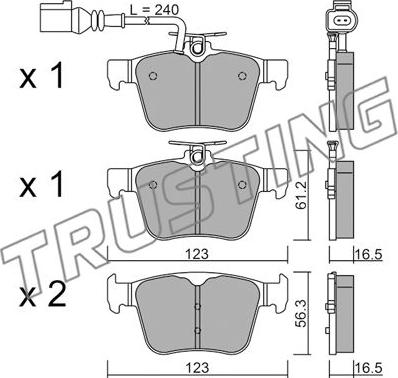 Trusting 997.1 - Kit de plaquettes de frein, frein à disque cwaw.fr