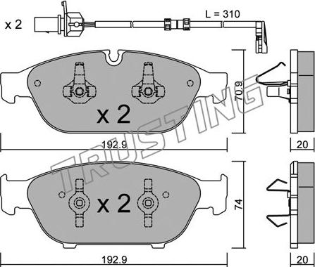 Trusting 969.0W - Kit de plaquettes de frein, frein à disque cwaw.fr