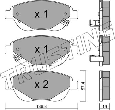 Trusting 964.1 - Kit de plaquettes de frein, frein à disque cwaw.fr