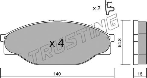 Trusting 448.0 - Kit de plaquettes de frein, frein à disque cwaw.fr