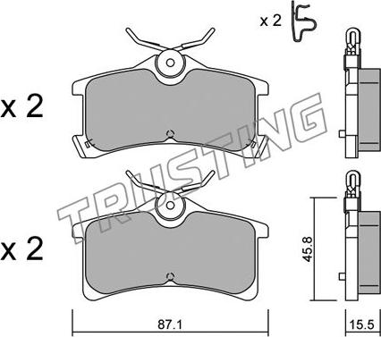 Trusting 465.0 - Kit de plaquettes de frein, frein à disque cwaw.fr