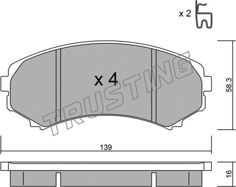 Trusting 414.0 - Kit de plaquettes de frein, frein à disque cwaw.fr