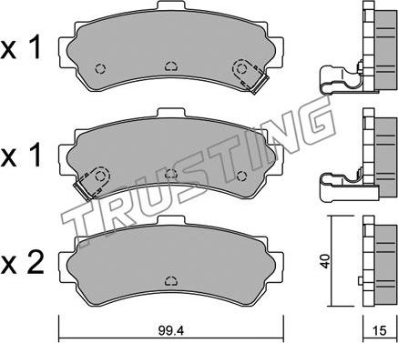 Trusting 418.0 - Kit de plaquettes de frein, frein à disque cwaw.fr