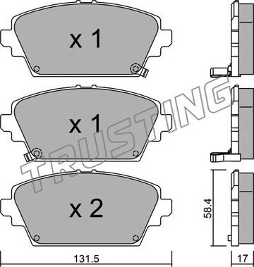 Trusting 480.1 - Kit de plaquettes de frein, frein à disque cwaw.fr