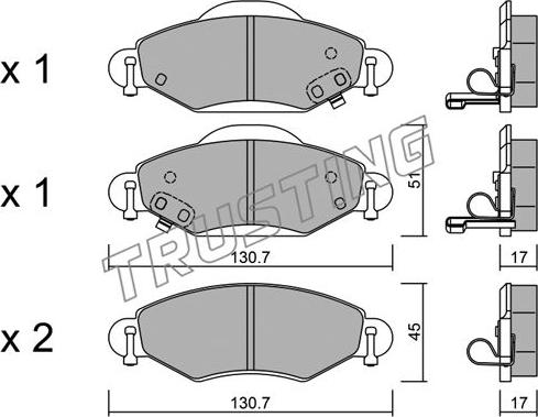 Trusting 436.0 - Kit de plaquettes de frein, frein à disque cwaw.fr