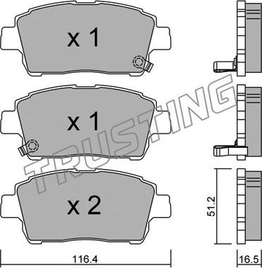 Trusting 438.0 - Kit de plaquettes de frein, frein à disque cwaw.fr