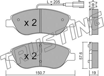 Trusting 593.1 - Kit de plaquettes de frein, frein à disque cwaw.fr