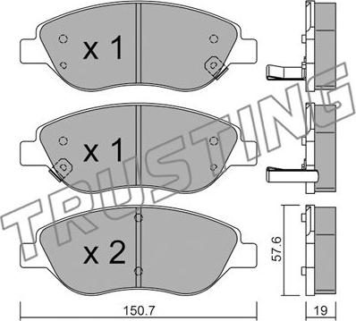 Trusting 593.2 - Kit de plaquettes de frein, frein à disque cwaw.fr