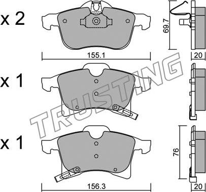 Trusting 555.0 - Kit de plaquettes de frein, frein à disque cwaw.fr